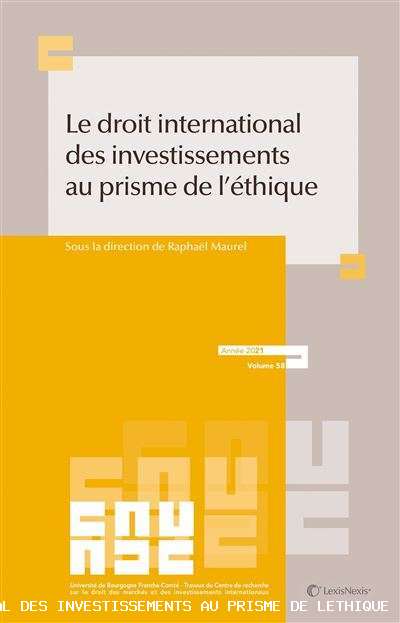 Le droit international des investissements au prisme de l'éthique